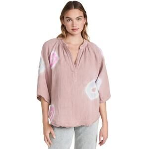 9seed Marrakesh Dashiki Pop Over Top Solstice Tie Dye Pink Size Small V-Neck